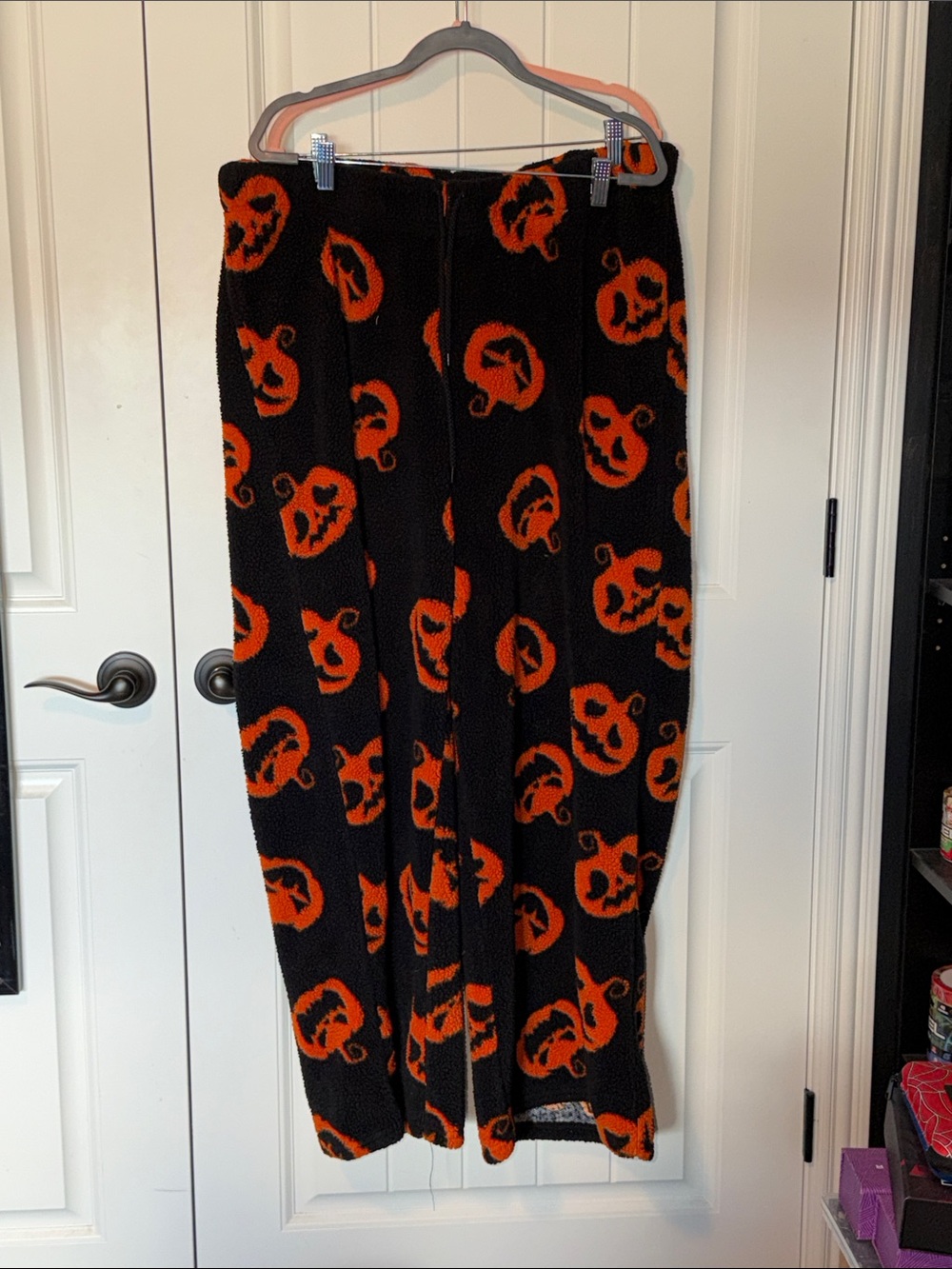 Orange Pumpkin Girls Fuzzy Pajama Pants Plus Size